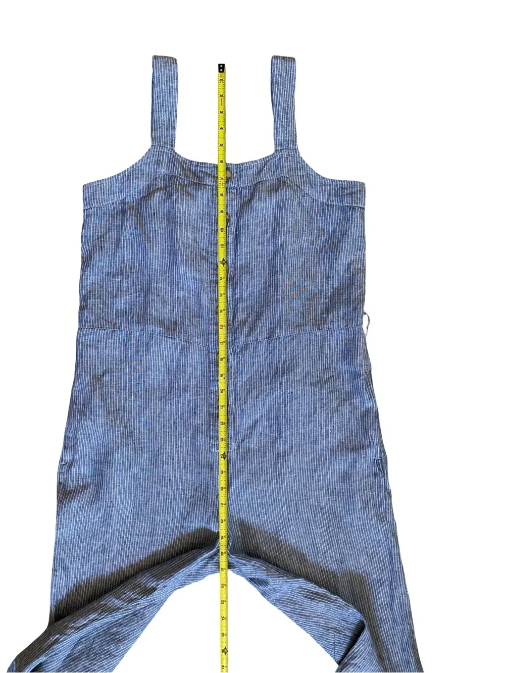 Everlane Linen Jumpsuit Blue and White Stripes with Button front - Size 6